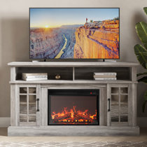 Dark gray online fireplace tv stand